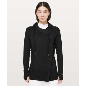 Lululemon Coast Easy Wrap Black Asymmetric Zip Cocoon Jacket